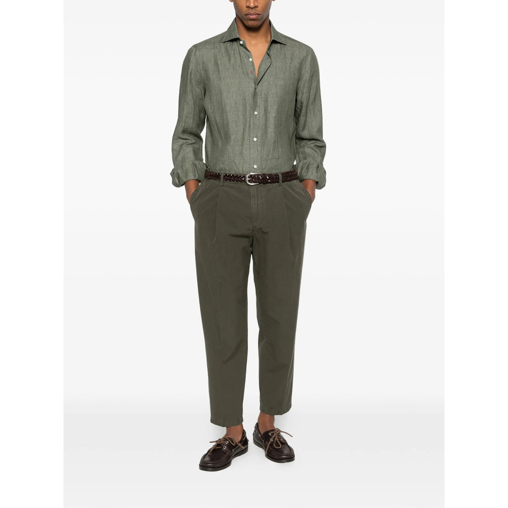 Isaia Green Shirts Men ISAIA