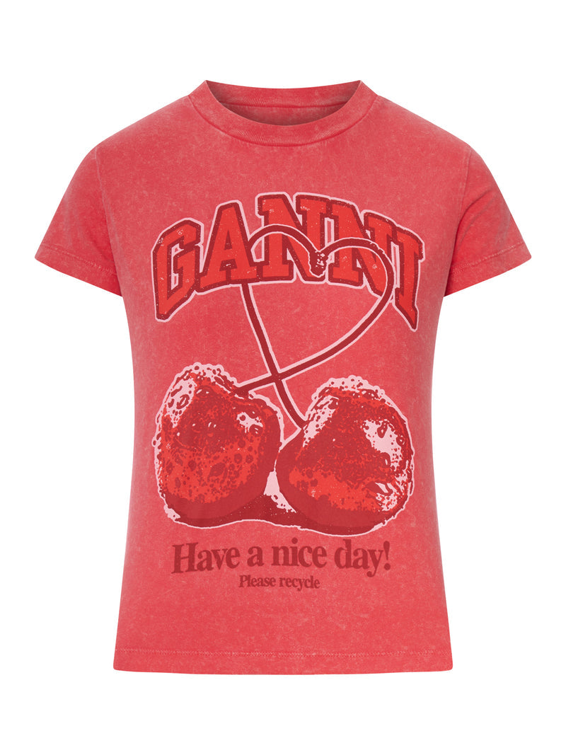 Ganni Women Jersey T-Shirt With Front Logo GANNI