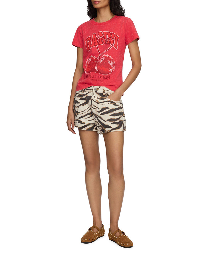 Ganni Women Jersey T-Shirt With Front Logo GANNI