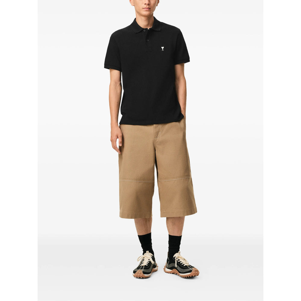Ami Paris Black Polo Shirts Men