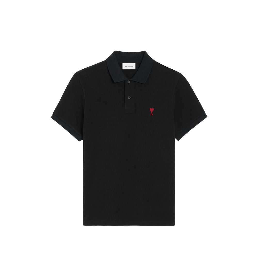 Ami Paris Black Polo Shirts Men AMI PARIS