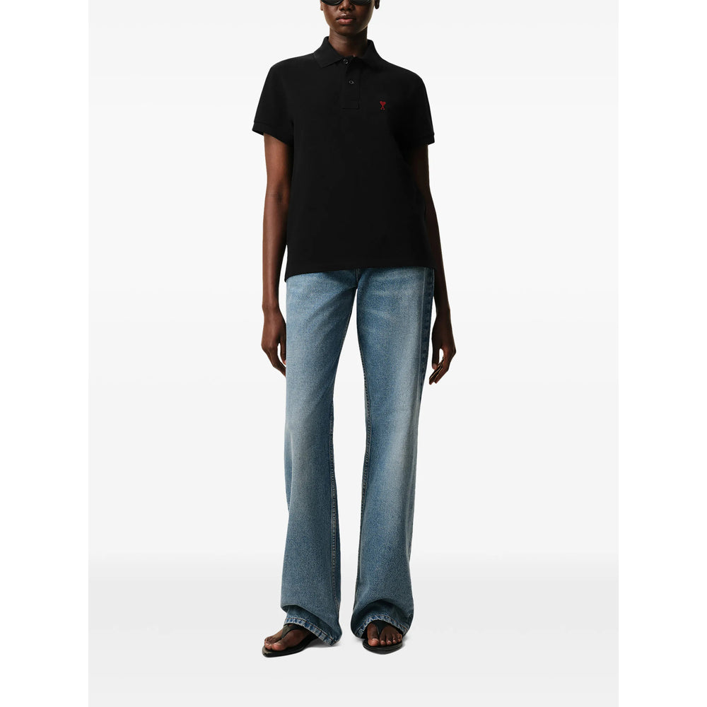Ami Paris Black Polo Shirts Men AMI PARIS