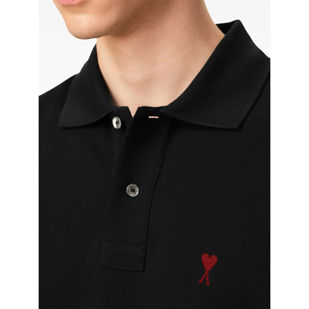 Ami Paris Black Polo Shirts Men AMI PARIS