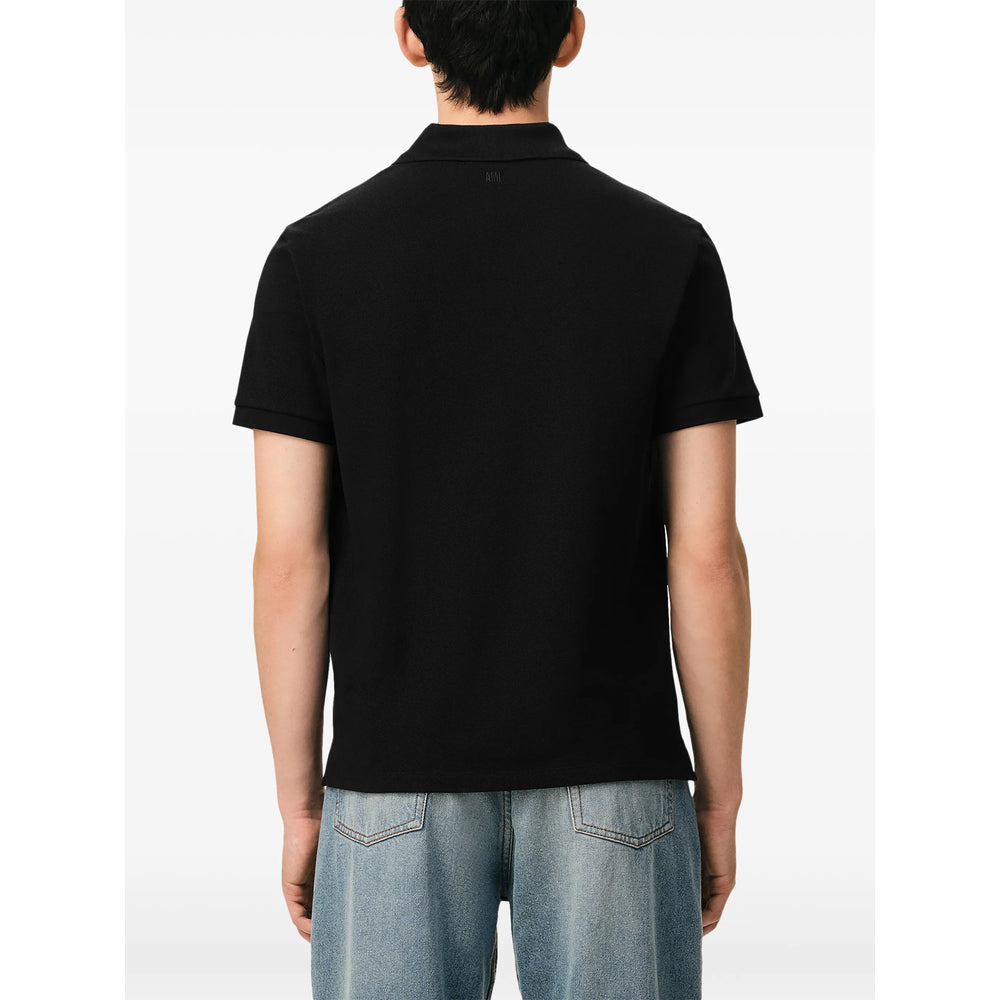 Ami Paris Black Polo Shirts Men AMI PARIS