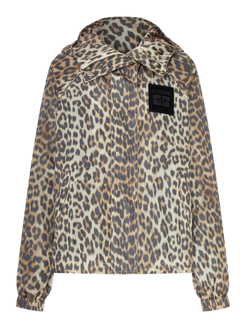 Ganni Women Nylon Jacket With Leopard Print GANNI