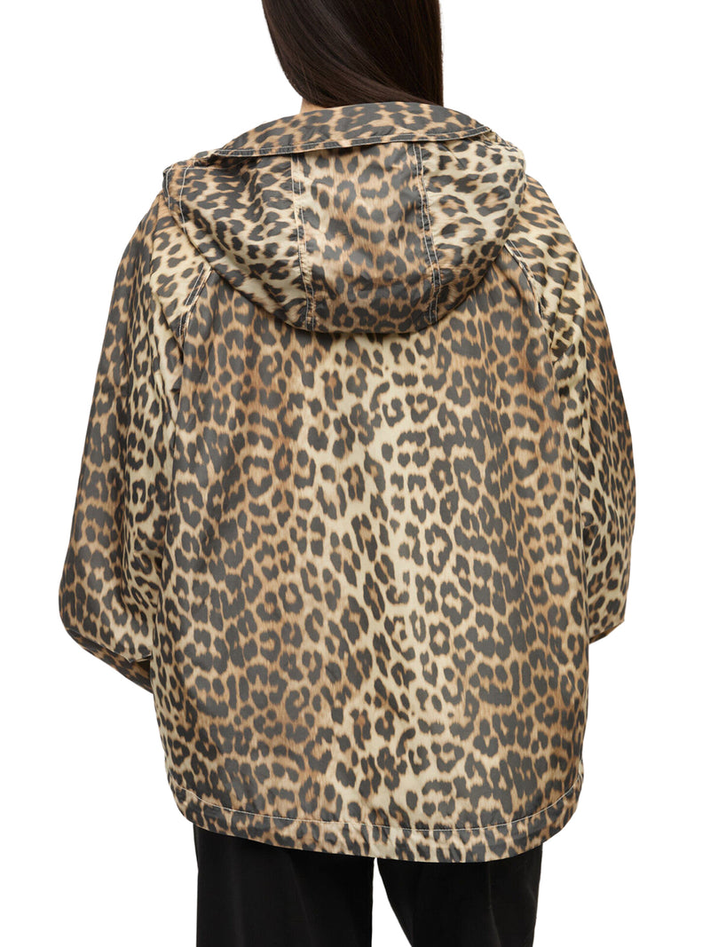 Ganni Women Nylon Jacket With Leopard Print GANNI
