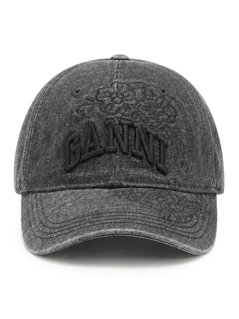 Ganni Women Embroidered Denim Cap GANNI