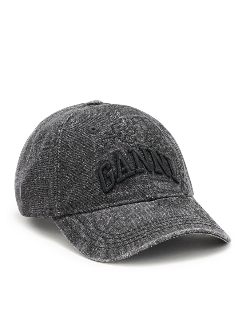 Ganni Women Embroidered Denim Cap GANNI