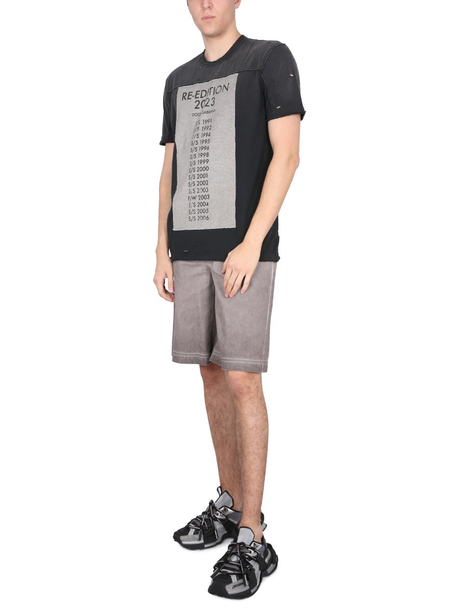 Dolce & Gabbana Men Bermuda Shorts With Logo Plaque DOLCE & GABBANA