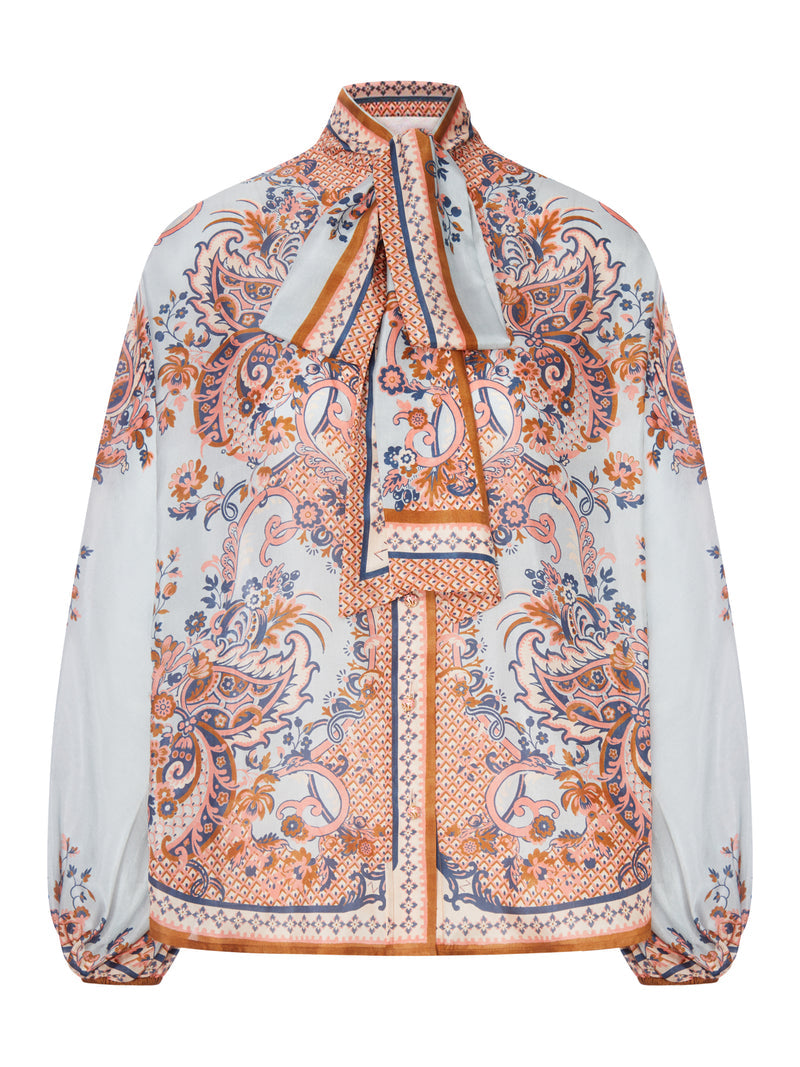Zimmermann Women Aster Blouse With Neck Bow In Pure Silk ZIMMERMANN