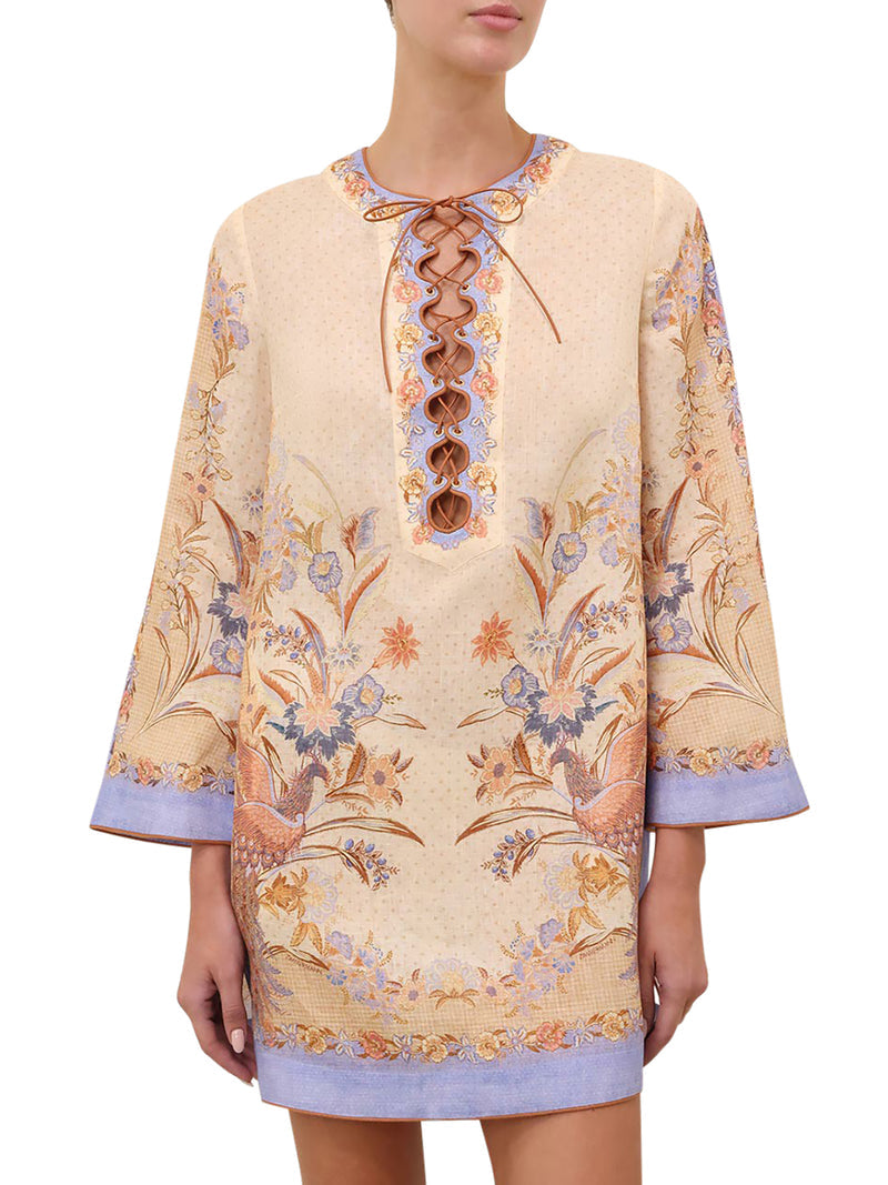 Zimmermann Women Indra Linen Mini Tunic Dress ZIMMERMANN