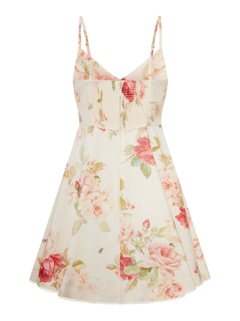 Zimmermann Women Short Linen Dress With Floral Print ZIMMERMANN