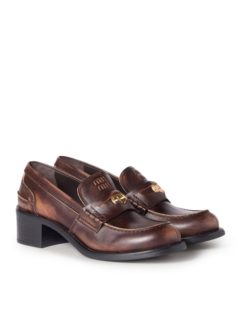 Miu Miu Women Deco Calfskin Loafers MIU MIU