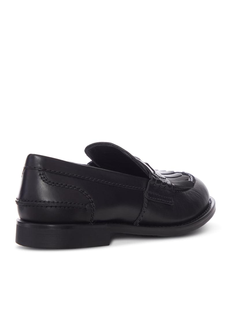 Miu Miu Women Leather Moccasin With Fringes And Logo Detail MIU MIU