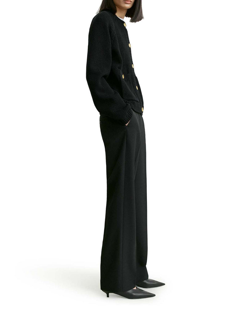 Toteme Women Black Cotton Cardigan With Hammered-Effect Buttons TOTEME