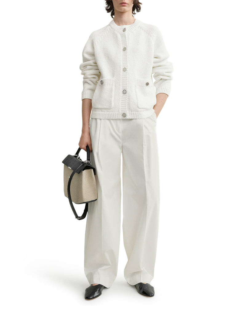 Toteme Women White Cotton Cardigan With Hammered-Effect Buttons