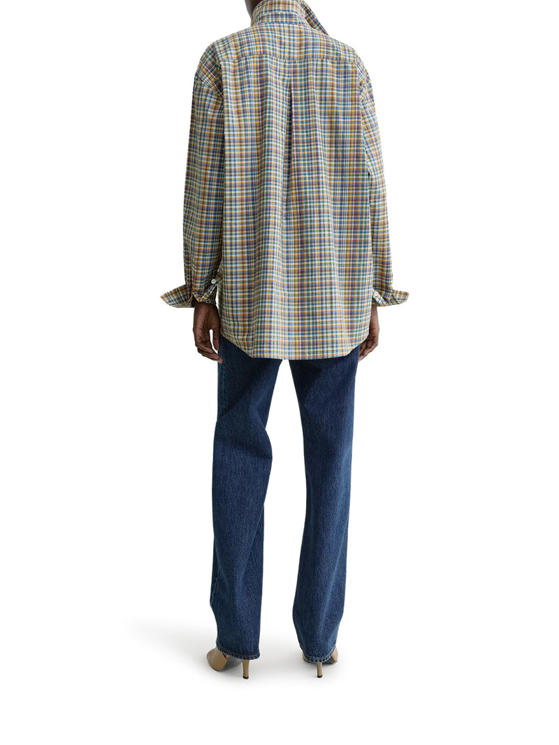 Toteme Women Classic Blue And Orange Checked Cotton Shirt TOTEME