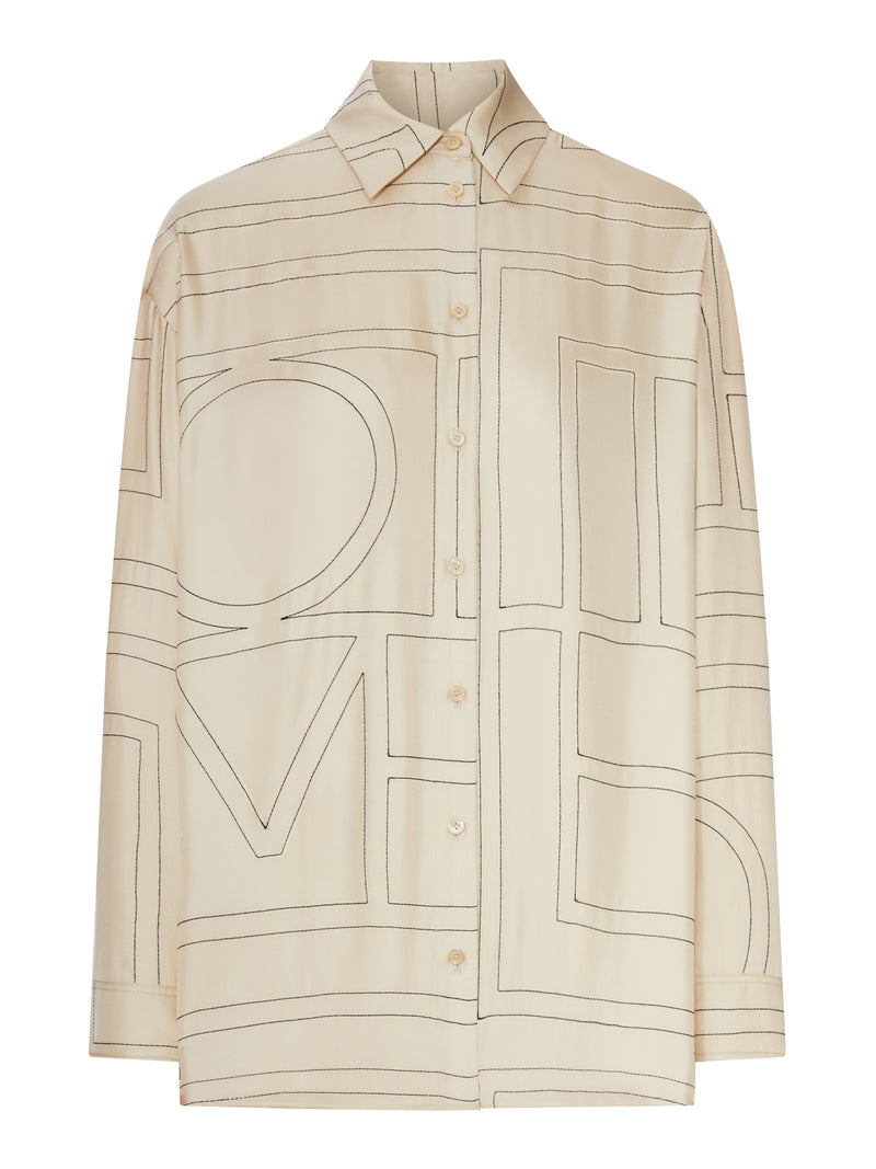 Toteme Women Silk Shirt With Monogram Embroidery TOTEME