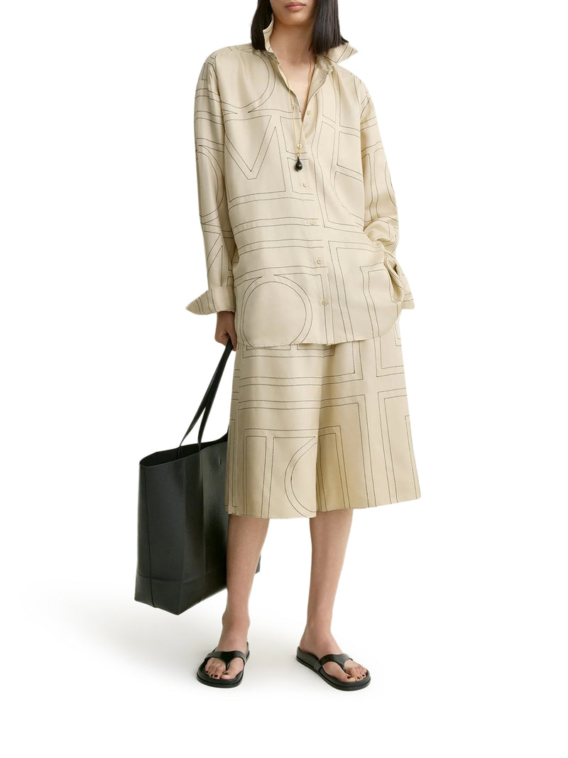 Toteme Women Silk Shirt With Monogram Embroidery TOTEME