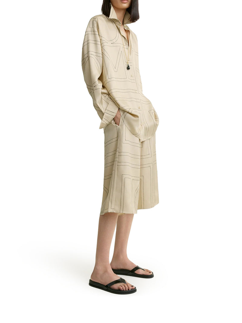 Toteme Women Silk Shirt With Monogram Embroidery TOTEME