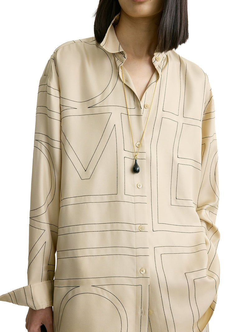 Toteme Women Silk Shirt With Monogram Embroidery TOTEME