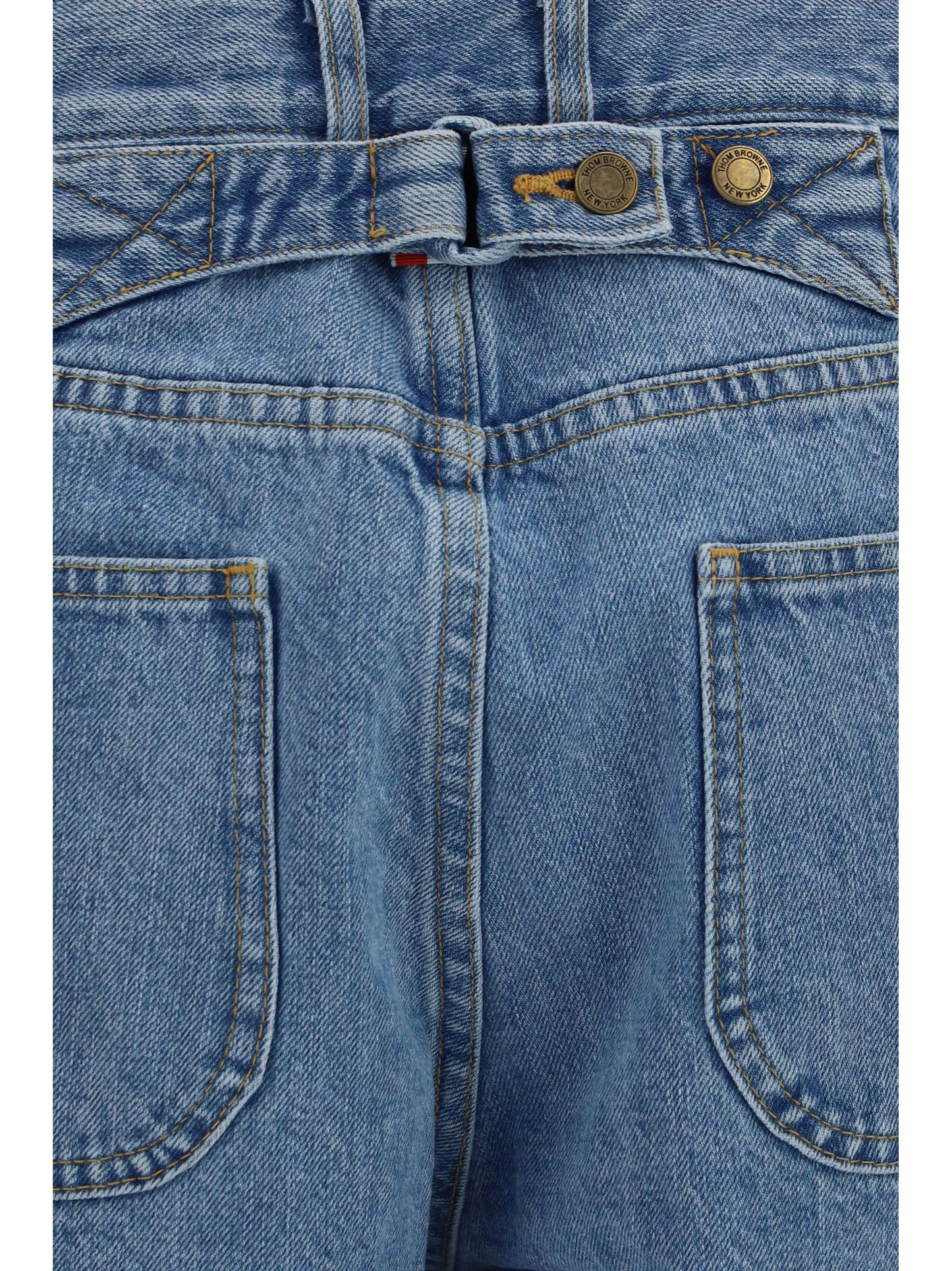 Thom Browne Women Straight-Leg Selvedge Cotton Jeans With Adjustable Back Strap THOM BROWNE