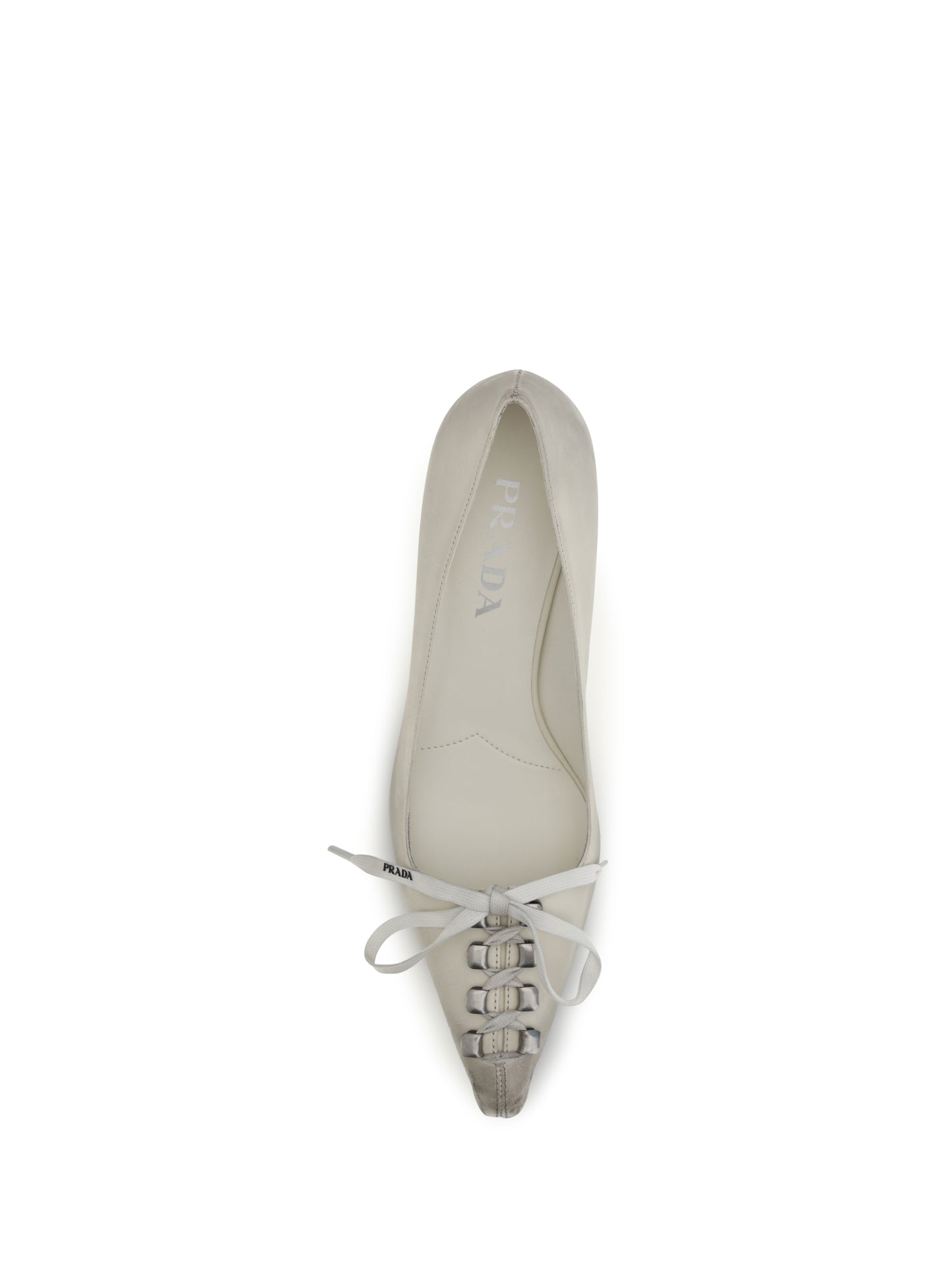 Prada Women Lace-Up Antique-Finish Leather Pumps PRADA
