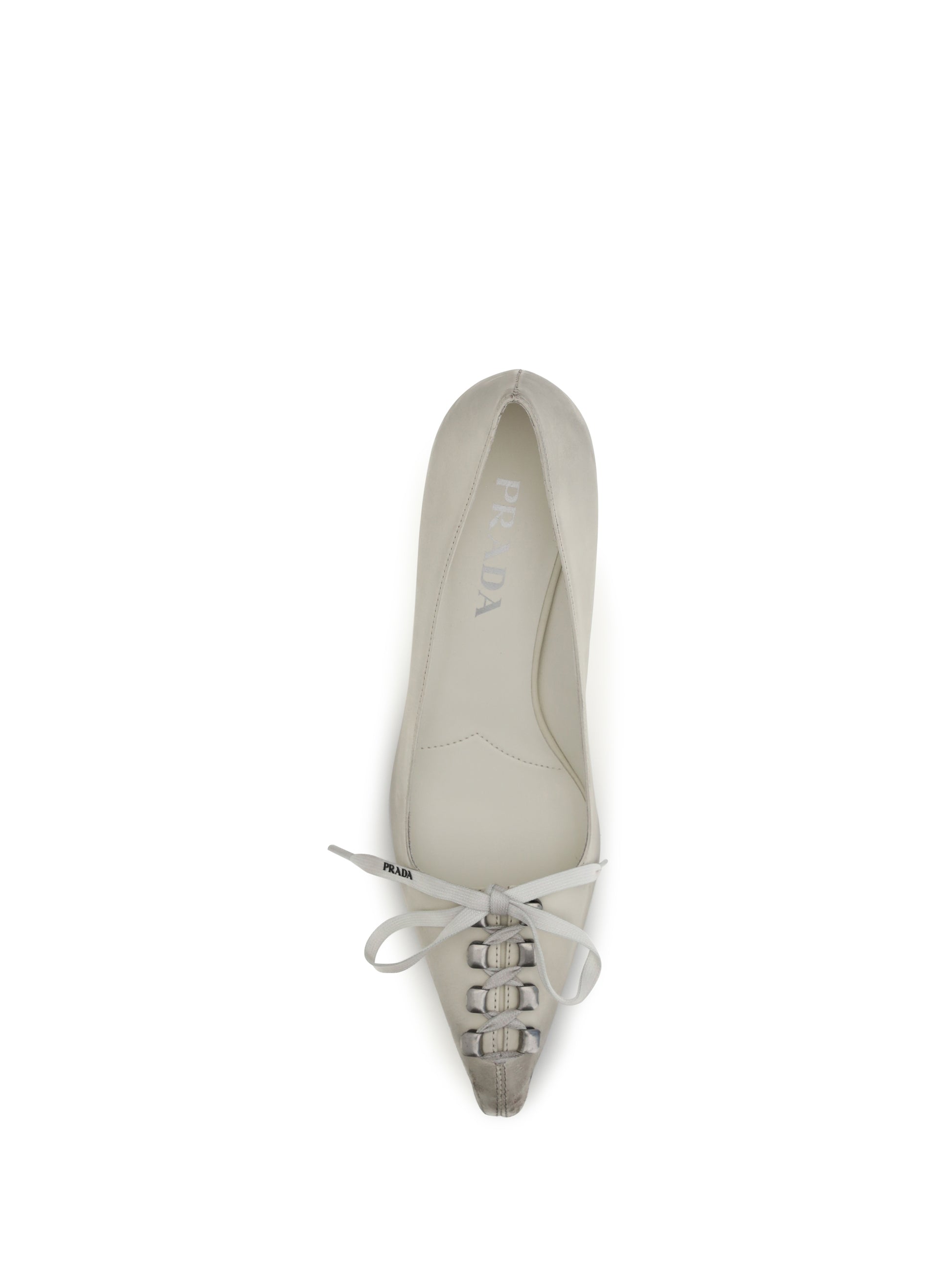 Prada Women Lace-Up Antique-Finish Leather Pumps PRADA