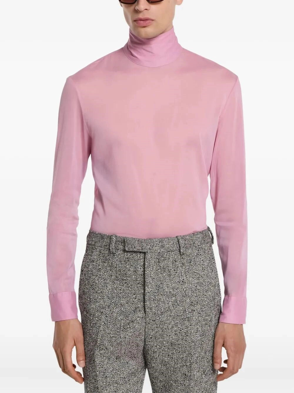 Gucci Men Silk Stretch Chiffon High Neck