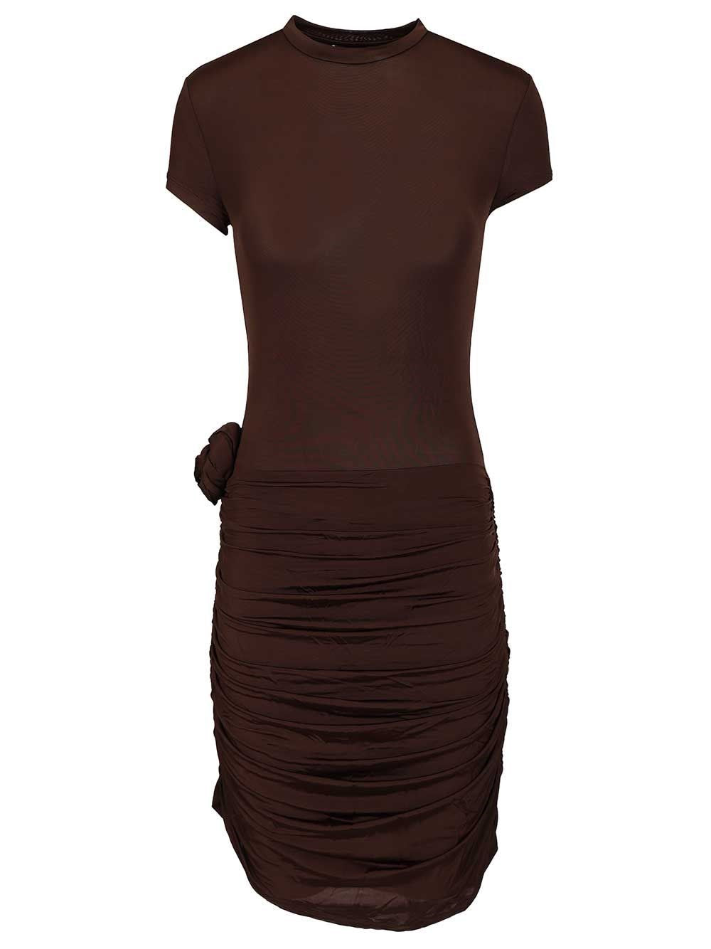 Rotate Women Dark Brown Draped Mini Dress ROTATE