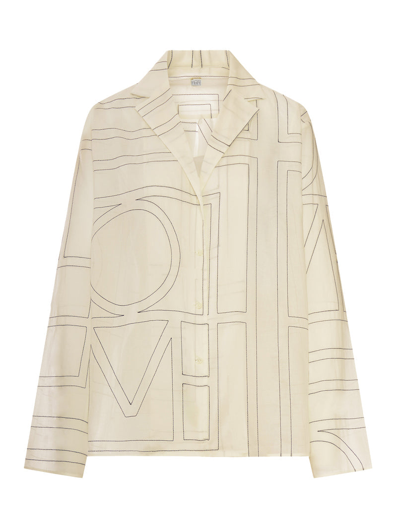 Toteme Women Silk Shirt With Monogram Embroidery TOTEME