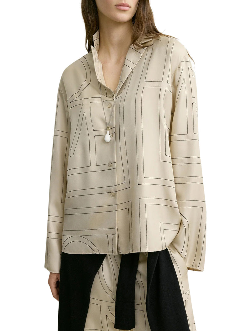 Toteme Women Silk Shirt With Monogram Embroidery TOTEME