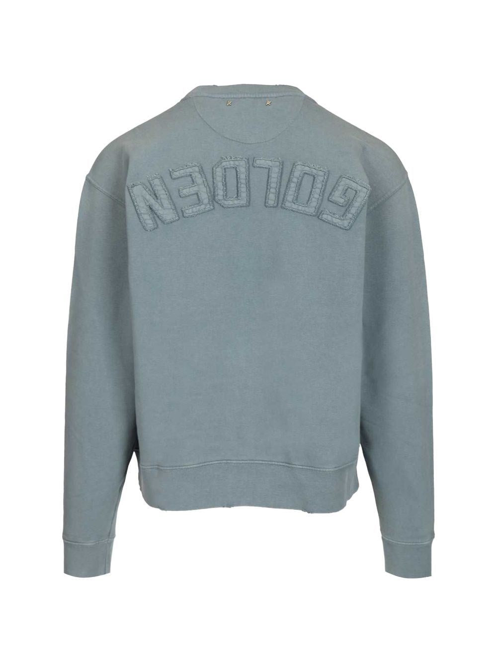 Golden Goose Men Boxi Sweatshirt Faded Cotton Fleece Logo Patch GOLDEN GOOSE