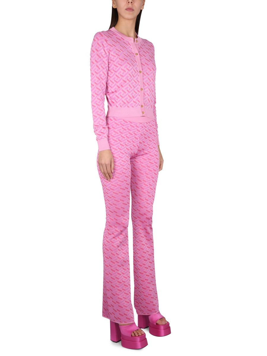 Versace Women Jacquard Pants With Greek Print VERSACE