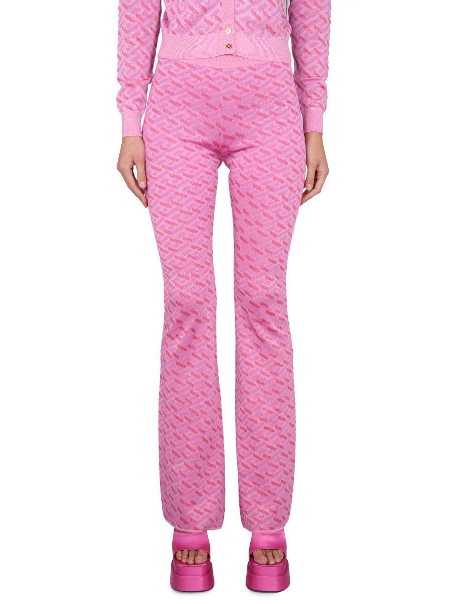 Versace Women Jacquard Pants With Greek Print VERSACE