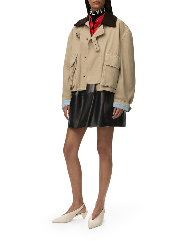 Loewe Women Cotton Parka With A Corduroy-Effect Suede Collar LOEWE