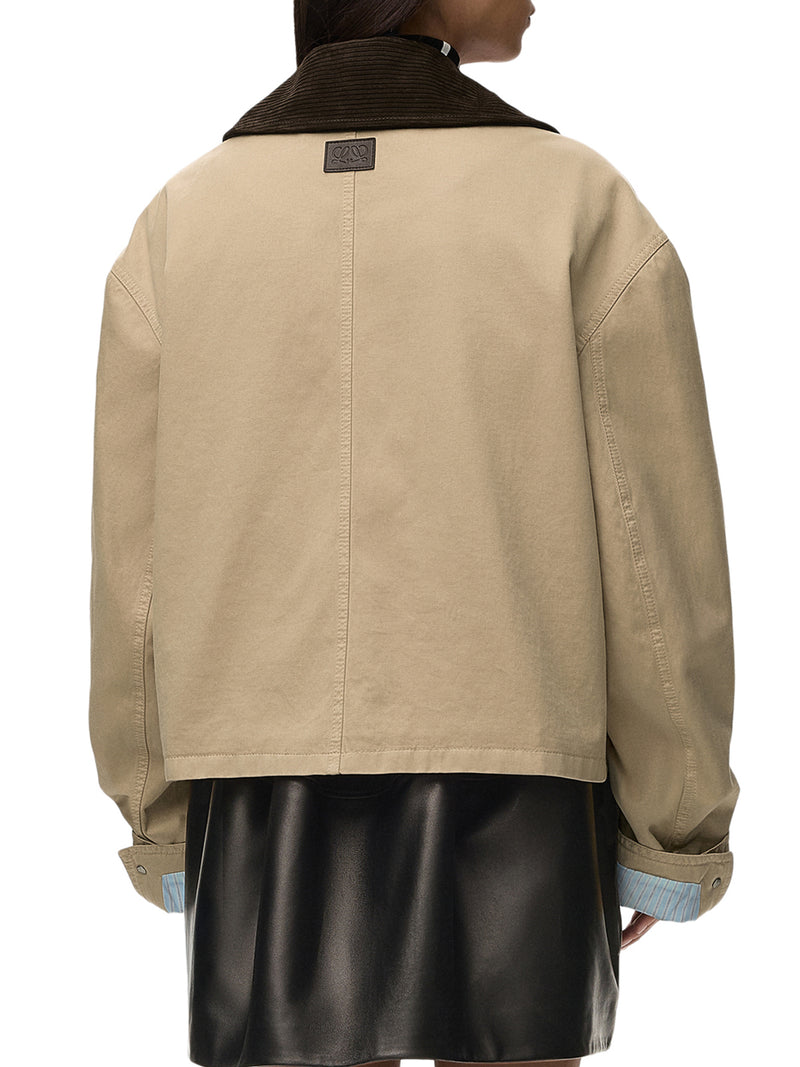 Loewe Women Cotton Parka With A Corduroy-Effect Suede Collar LOEWE