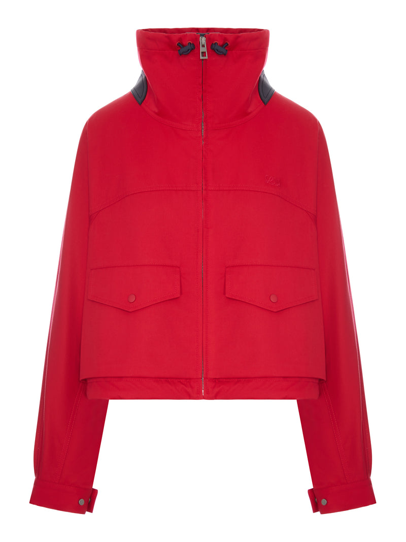 Loewe Women Cotton And Silk Gabardine Jacket With Contrasting Leather Details LOEWE
