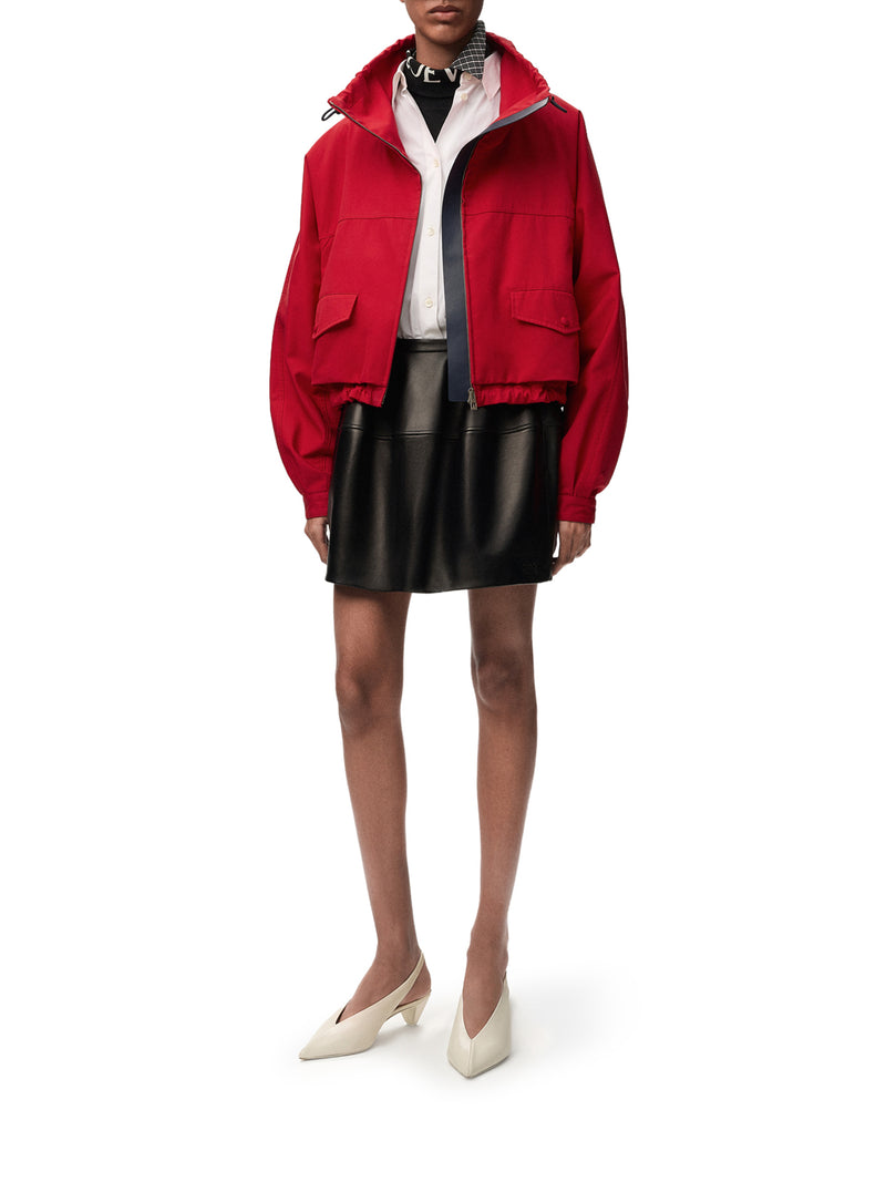 Loewe Women Cotton And Silk Gabardine Jacket With Contrasting Leather Details LOEWE
