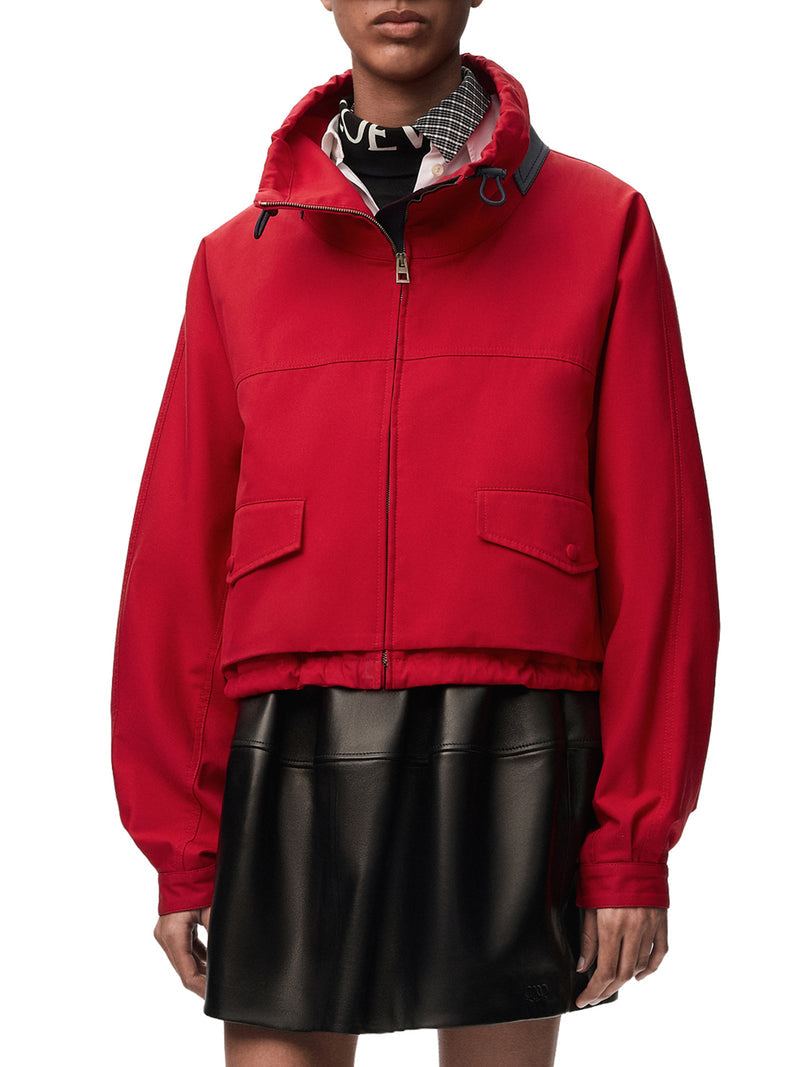 Loewe Women Cotton And Silk Gabardine Jacket With Contrasting Leather Details LOEWE