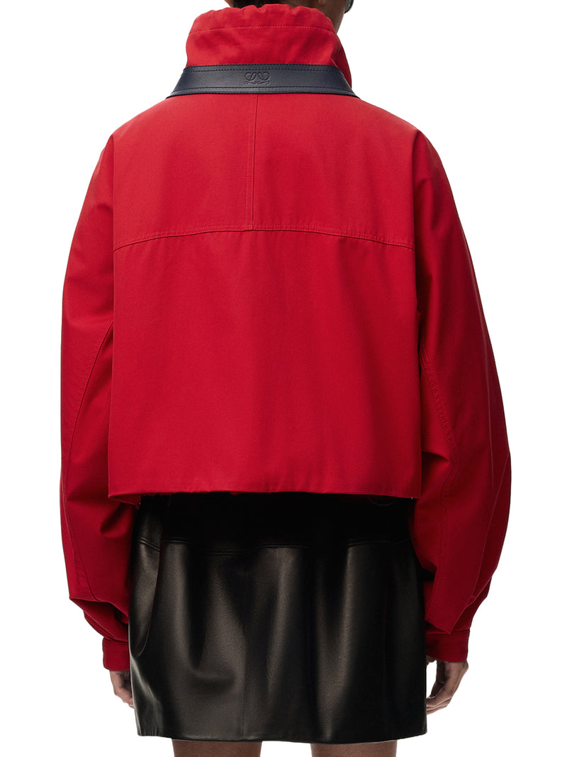 Loewe Women Cotton And Silk Gabardine Jacket With Contrasting Leather Details LOEWE