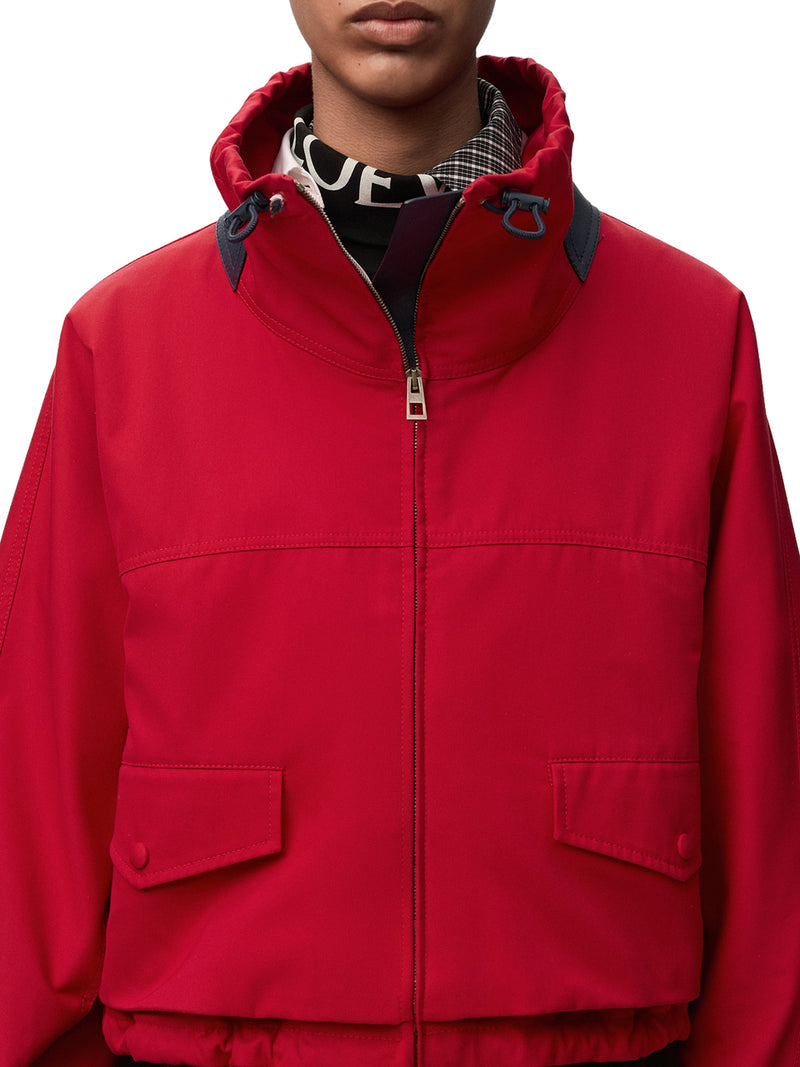 Loewe Women Cotton And Silk Gabardine Jacket With Contrasting Leather Details LOEWE