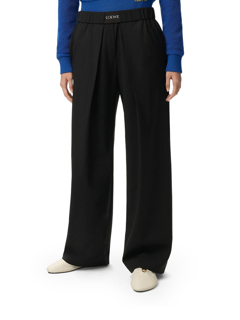 Loewe Women Loewe Tailored Wool Trousers With Jacquard Elasticated Waist LOEWE