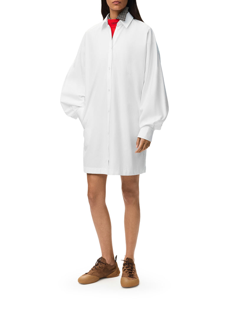 Loewe Women Lightweight Cotton Poplin Dress With Bat Sleeves LOEWE