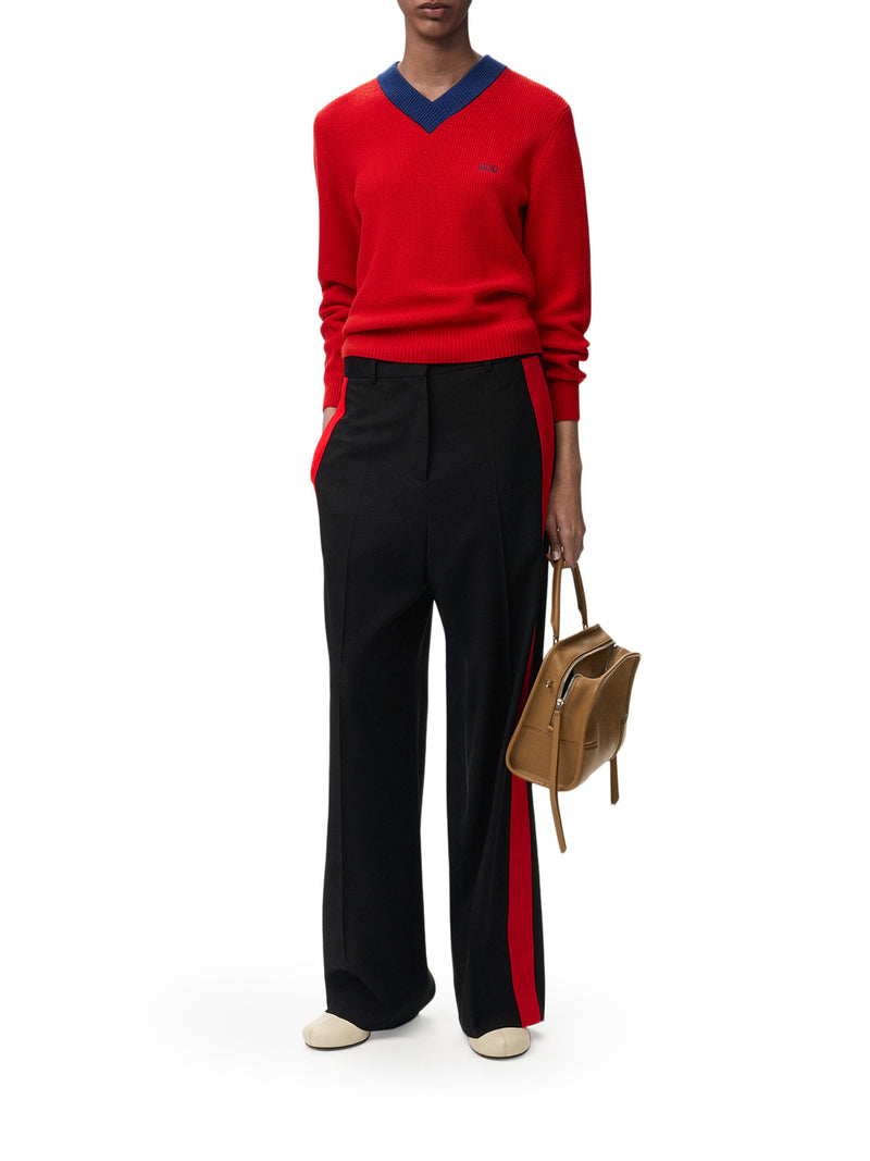 Loewe Women Textured Cotton-Wool Blend Sweater With A Contrasting Collar LOEWE