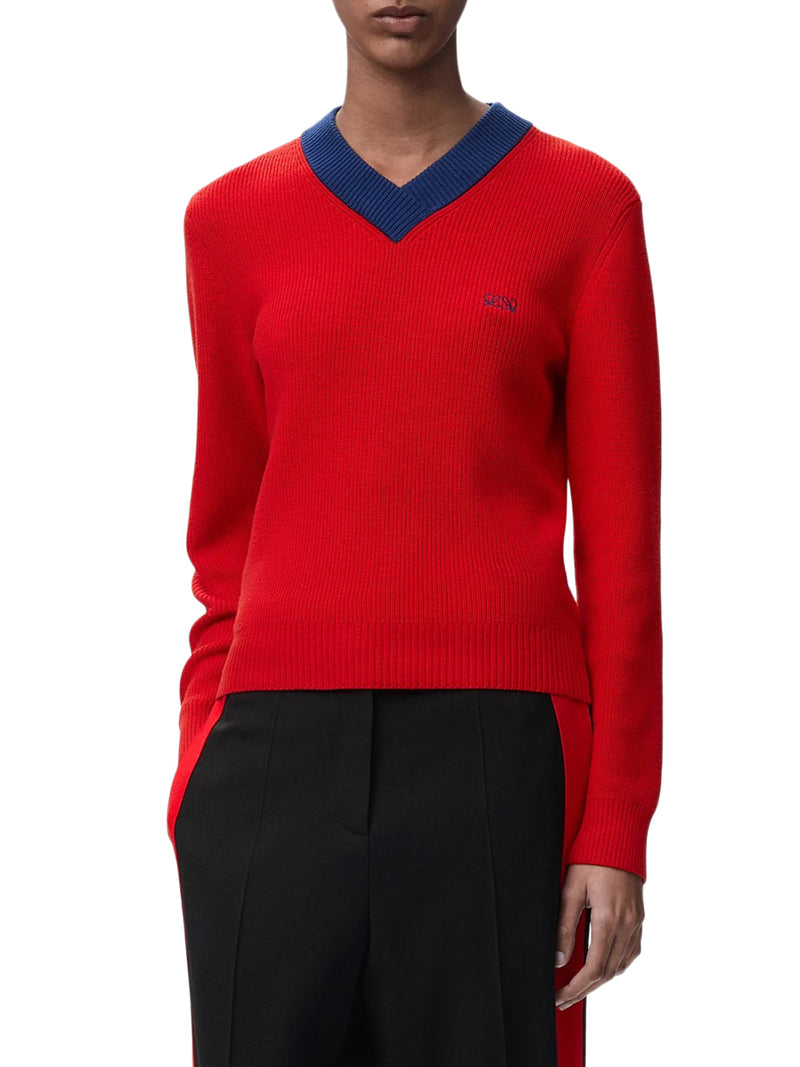 Loewe Women Textured Cotton-Wool Blend Sweater With A Contrasting Collar LOEWE