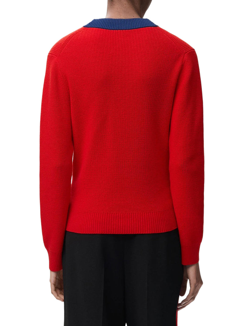 Loewe Women Textured Cotton-Wool Blend Sweater With A Contrasting Collar LOEWE