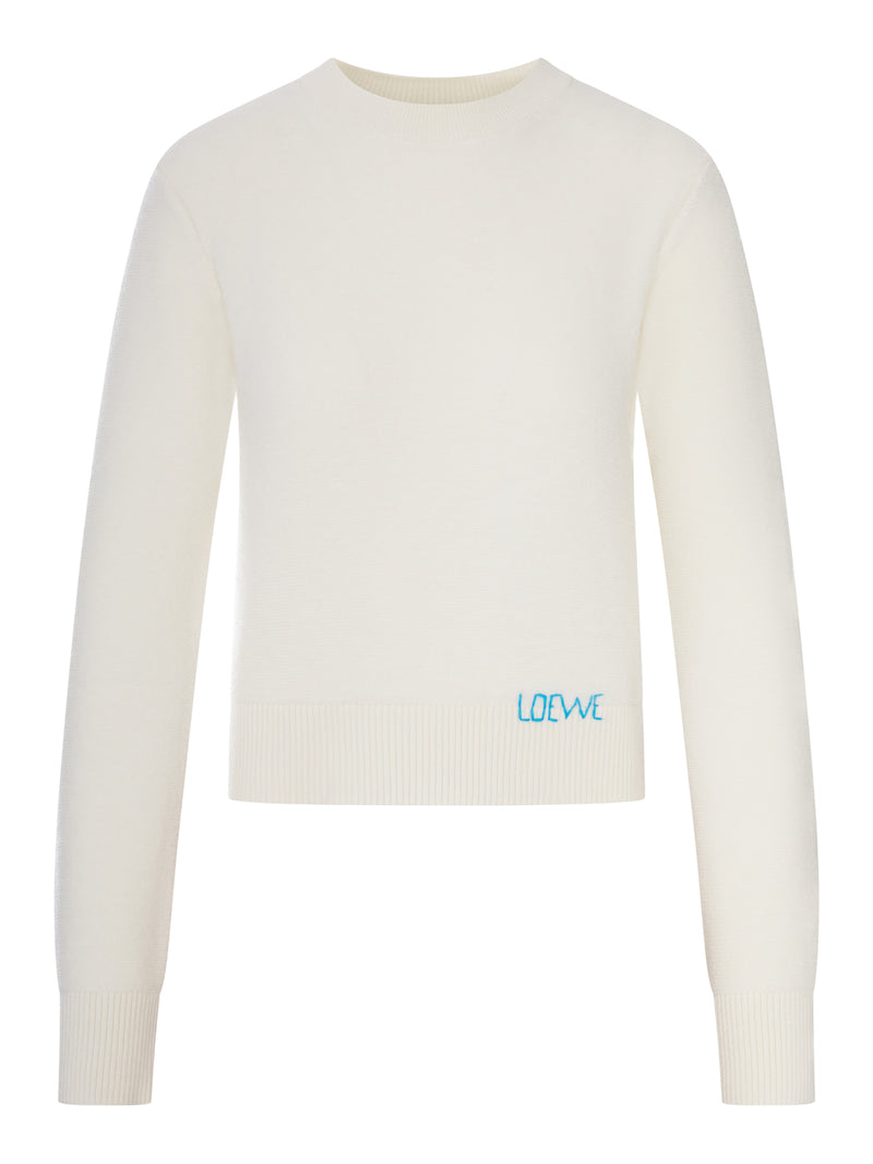 Loewe Women Wool Sweater With Hand-Embroidered Loewe Detail Applied To The Hem LOEWE