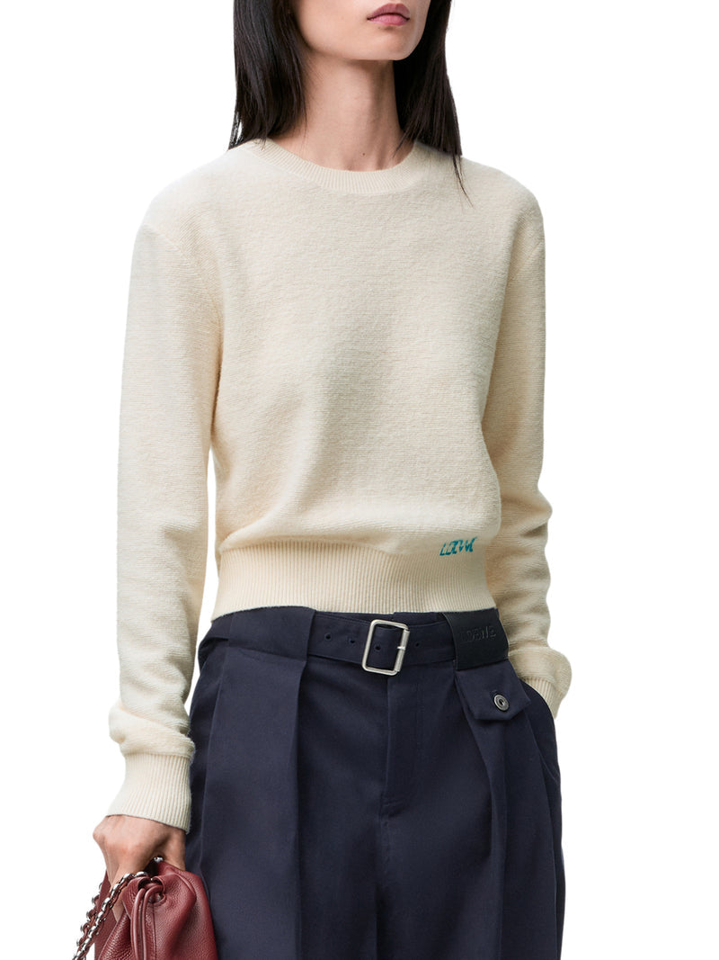 Loewe Women Wool Sweater With Hand-Embroidered Loewe Detail Applied To The Hem LOEWE