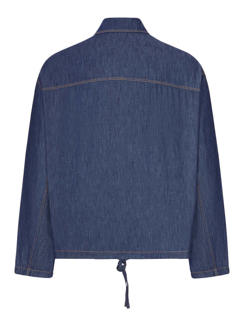 Loewe Men Zip-Up Denim Jacket With Embroidered Pocket LOEWE
